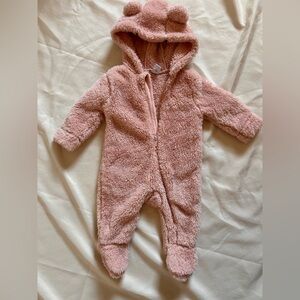Old Navy Cozy Pastel Pink Teddy Fleece Baby Onesie
